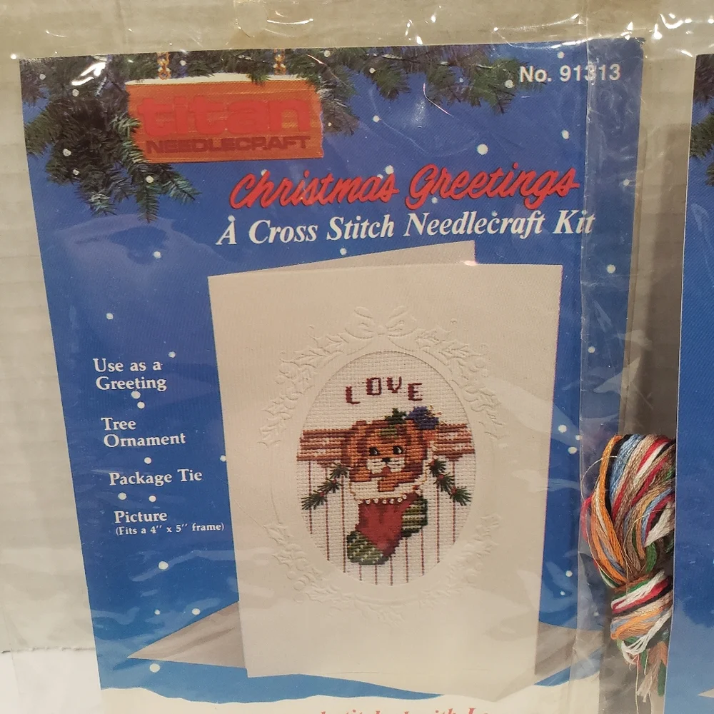 Vintage Titan Needlecraft Lot Of 4 Holiday Design 91313 Cross Stitch Cards